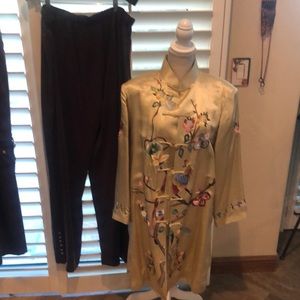 Asian style long jacket and pants. Very stylish. Jacket is fully lined